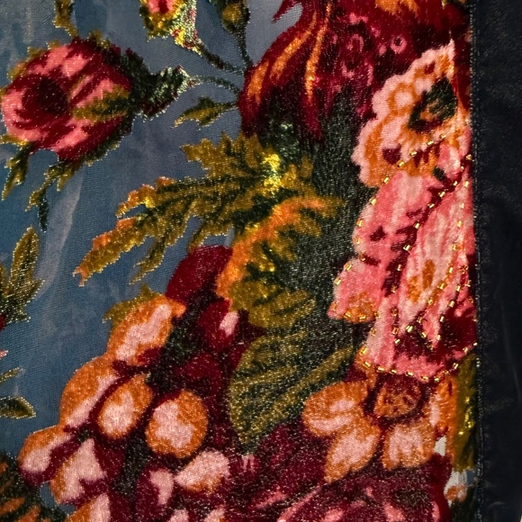 Soft Surroundings Velvet Burnout Kimono Jacket Topper Beaded Large L XL Blue - Picture 7 of 9